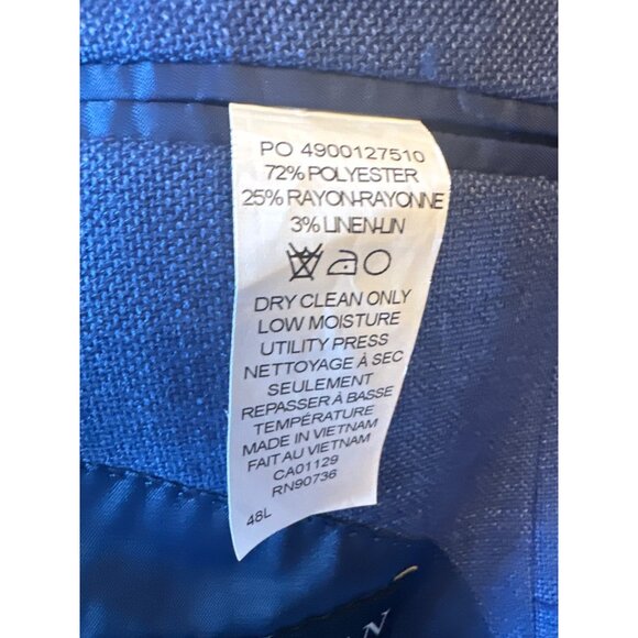 Lauren Ralph Lauren Mens Blue Blazer 48L Classic Linen Blend Preppy - Picture 4 of 6
